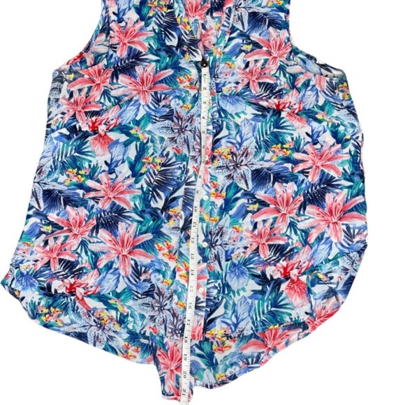 H&M Women's Drop Shoulder Hawaiian Floral Print Button Up Collared Top Medium - Picture 3 of 6